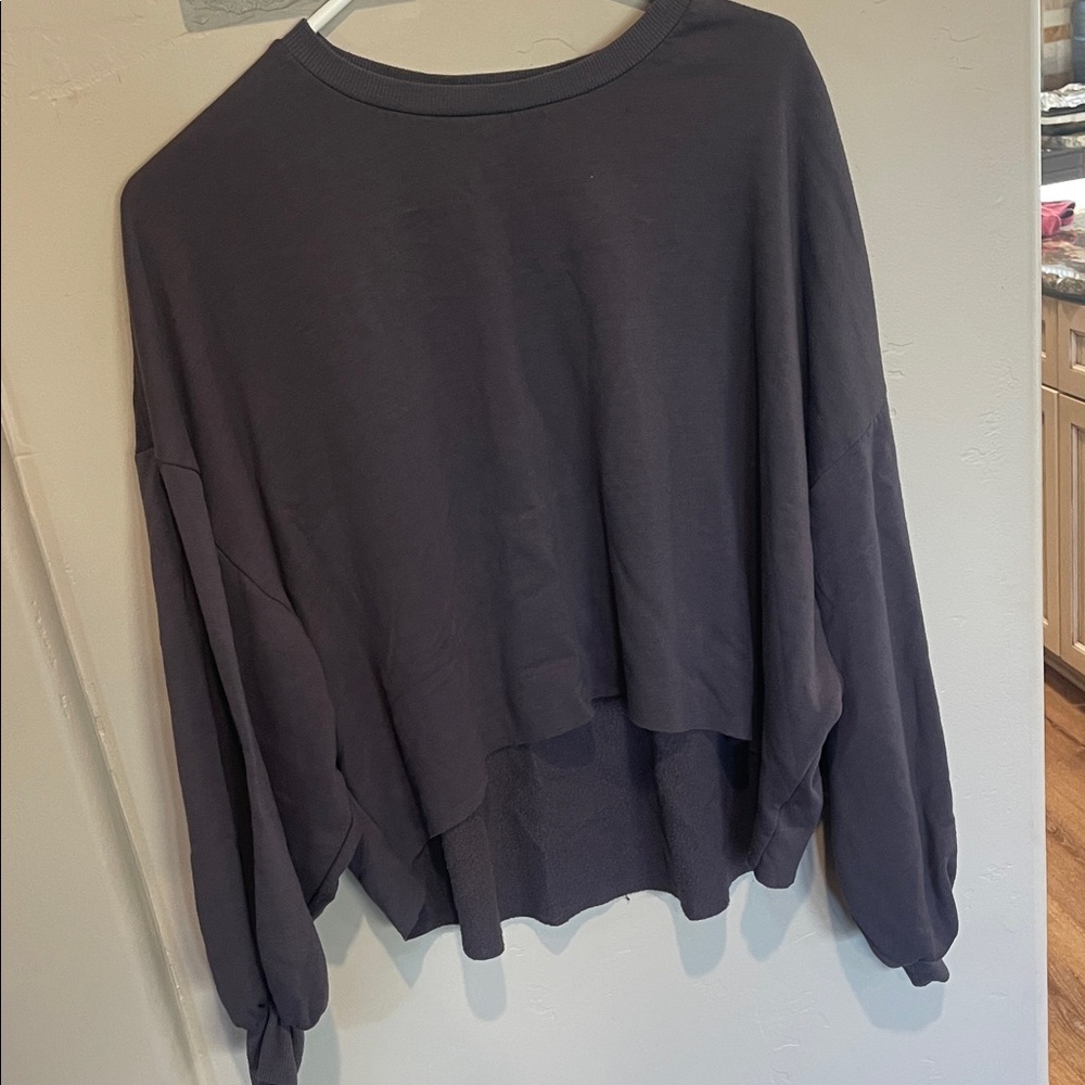 Dark Gray Cropped Oversized Sweatshirt